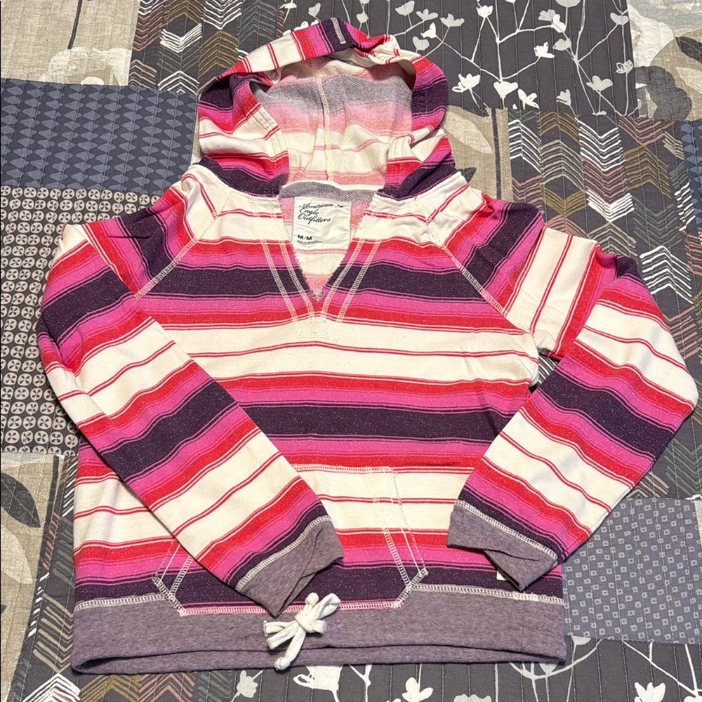 100% Cotton American Eagle Outfitters Striped Hoodie